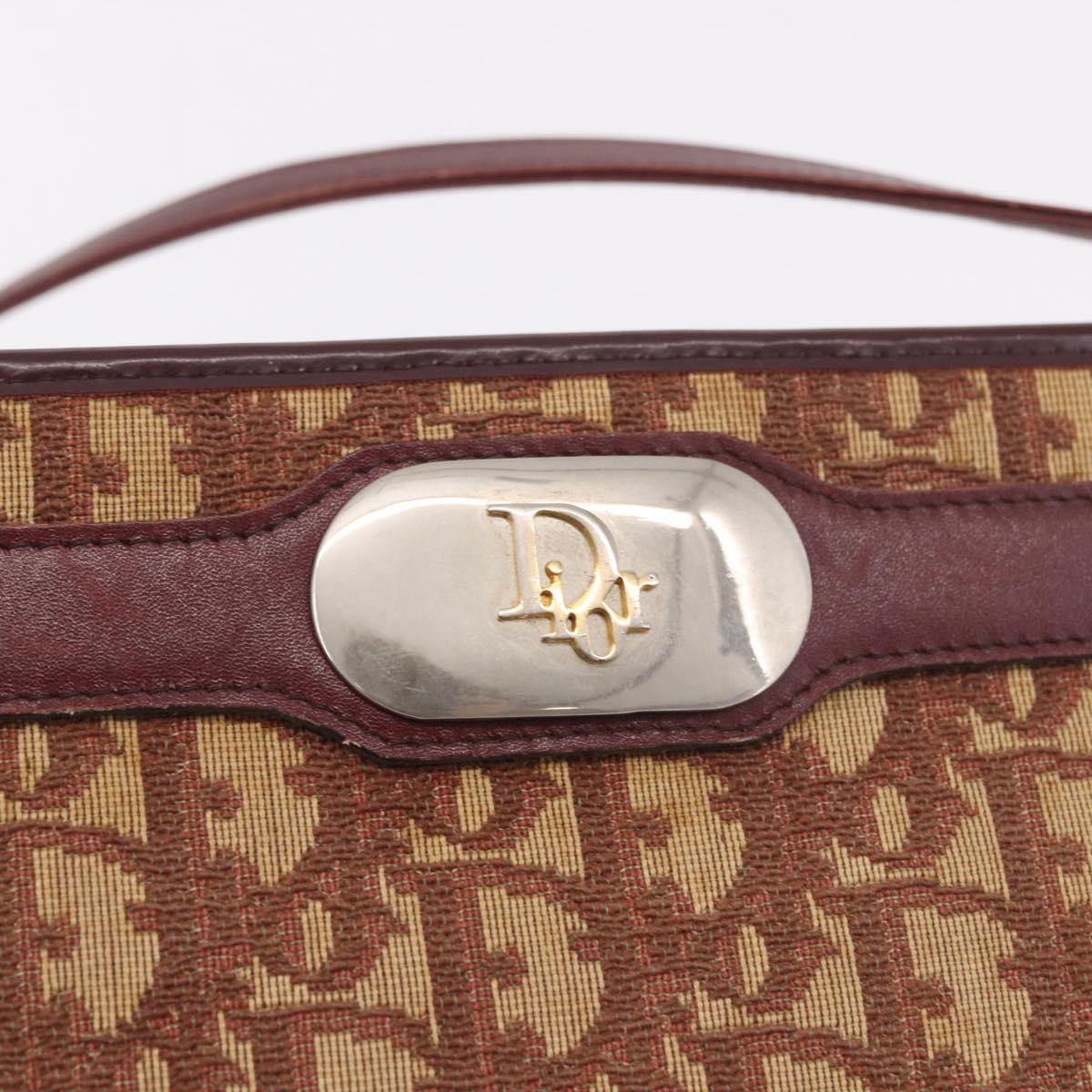 Christian Dior Trotter Canvas Shoulder Bag Red Gold Auth 187757