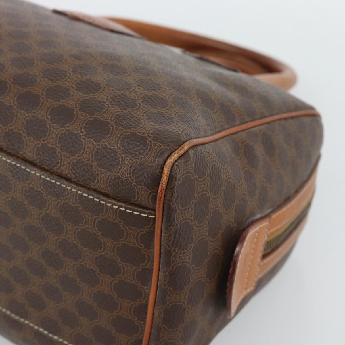 CELINE Macadam Canvas Hand Bag PVC Leather Brown Gold Auth 187766A