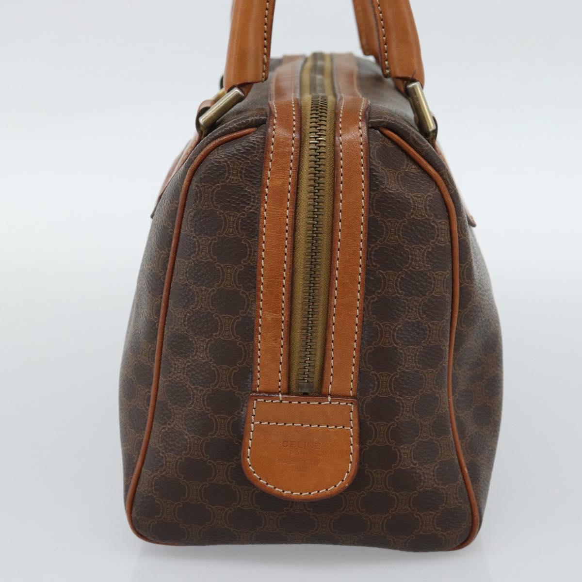 CELINE Macadam Canvas Hand Bag PVC Leather Brown Gold Auth 187766A