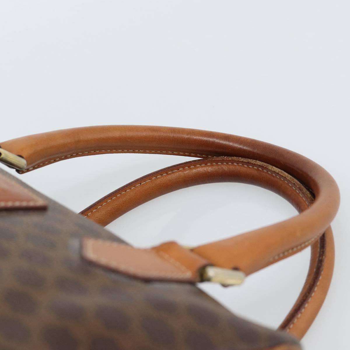 CELINE Macadam Canvas Hand Bag PVC Leather Brown Gold Auth 187766A