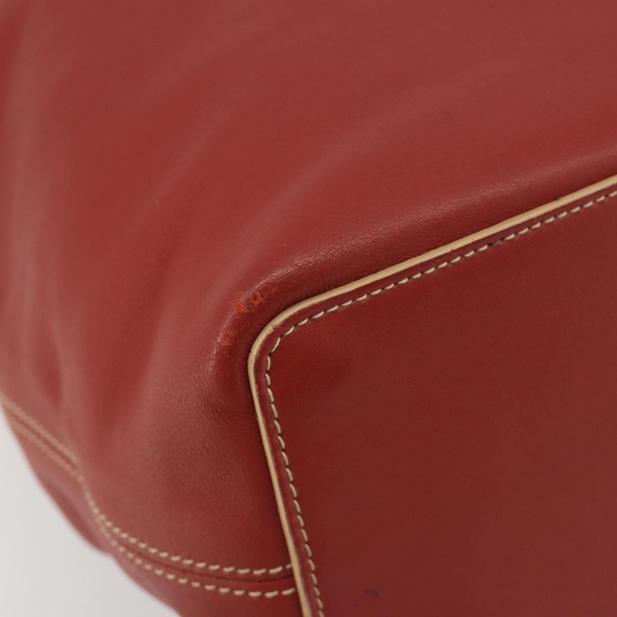 LOEWE Shoulder Bag Leather Red Silver Auth 187768A