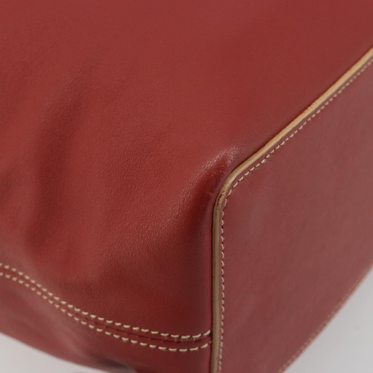 LOEWE Shoulder Bag Leather Red Silver Auth 187768A