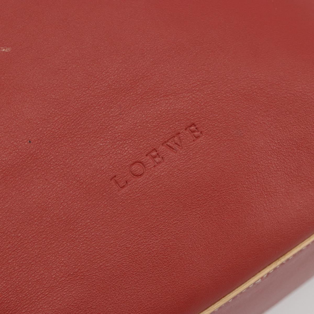 LOEWE Shoulder Bag Leather Red Silver Auth 187768A