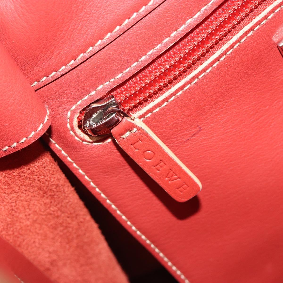 LOEWE Shoulder Bag Leather Red Silver Auth 187768A