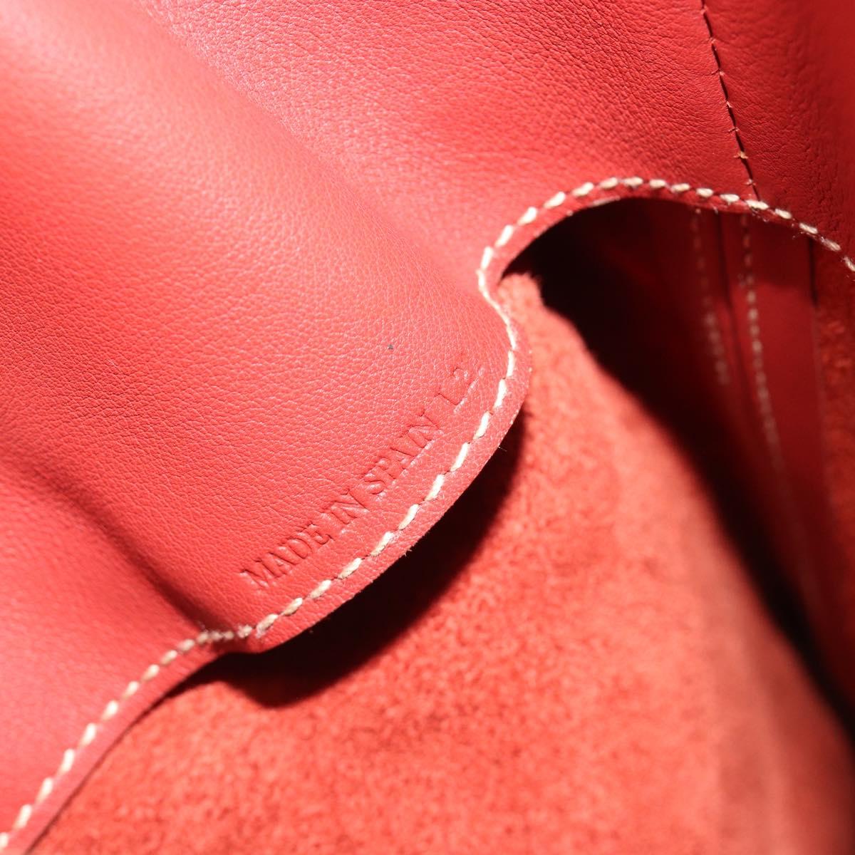 LOEWE Shoulder Bag Leather Red Silver Auth 187768A