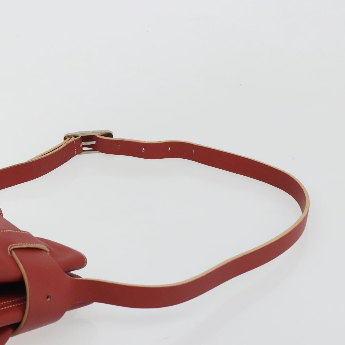 LOEWE Shoulder Bag Leather Red Silver Auth 187768A