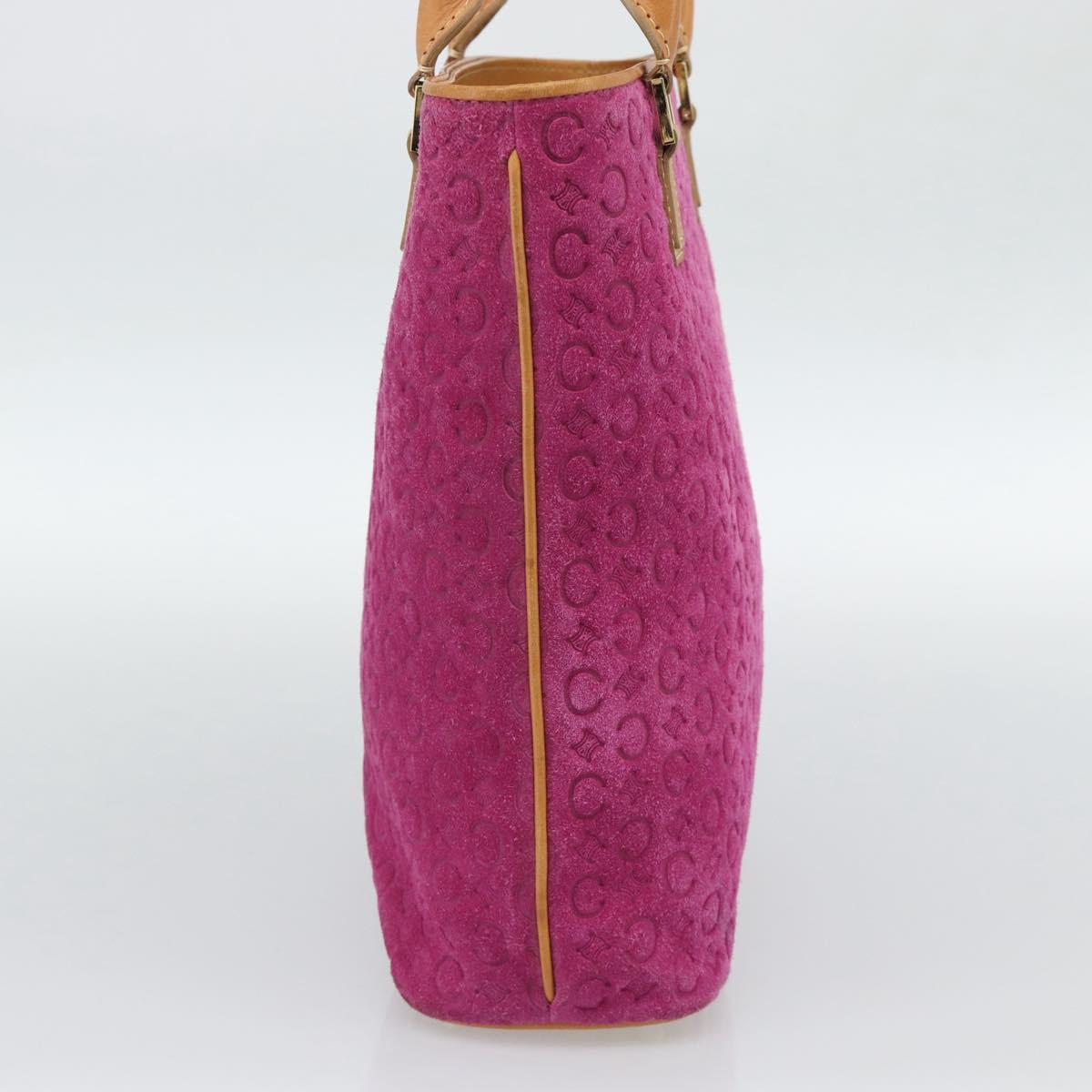 CELINE C Macadam Canvas Tote Bag Suede Pink Gold Auth 187769A