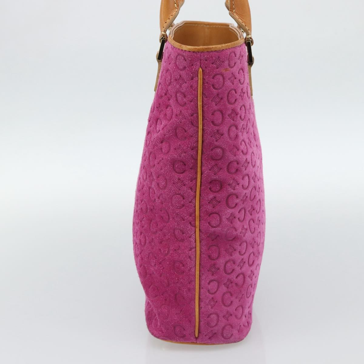 CELINE C Macadam Canvas Tote Bag Suede Pink Gold Auth 187769A