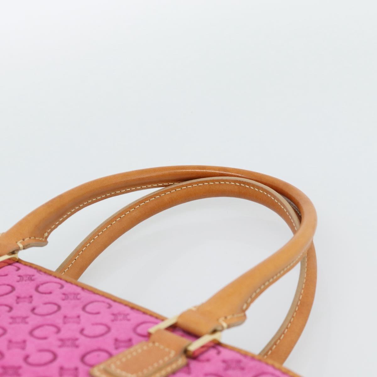 CELINE C Macadam Canvas Tote Bag Suede Pink Gold Auth 187769A