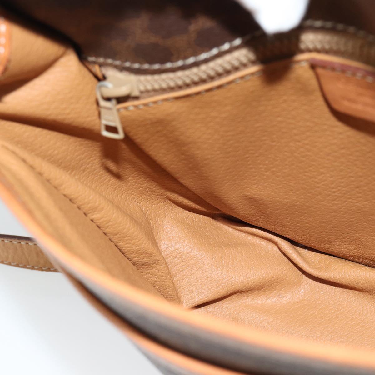 CELINE Macadam Canvas Shoulder Bag PVC Leather Brown Gold Auth 187771