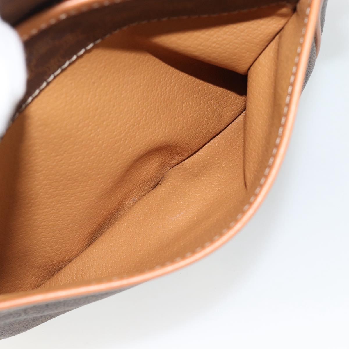 CELINE Macadam Canvas Shoulder Bag PVC Leather Brown Gold Auth 187771