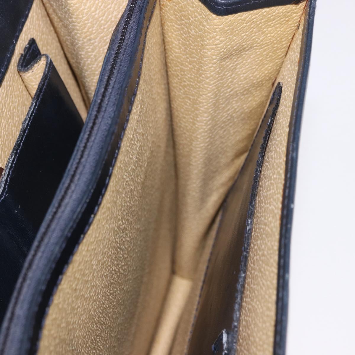 GUCCI GG Supreme Sherry Line Shoulder Bag PVC Navy Gold Auth 187772