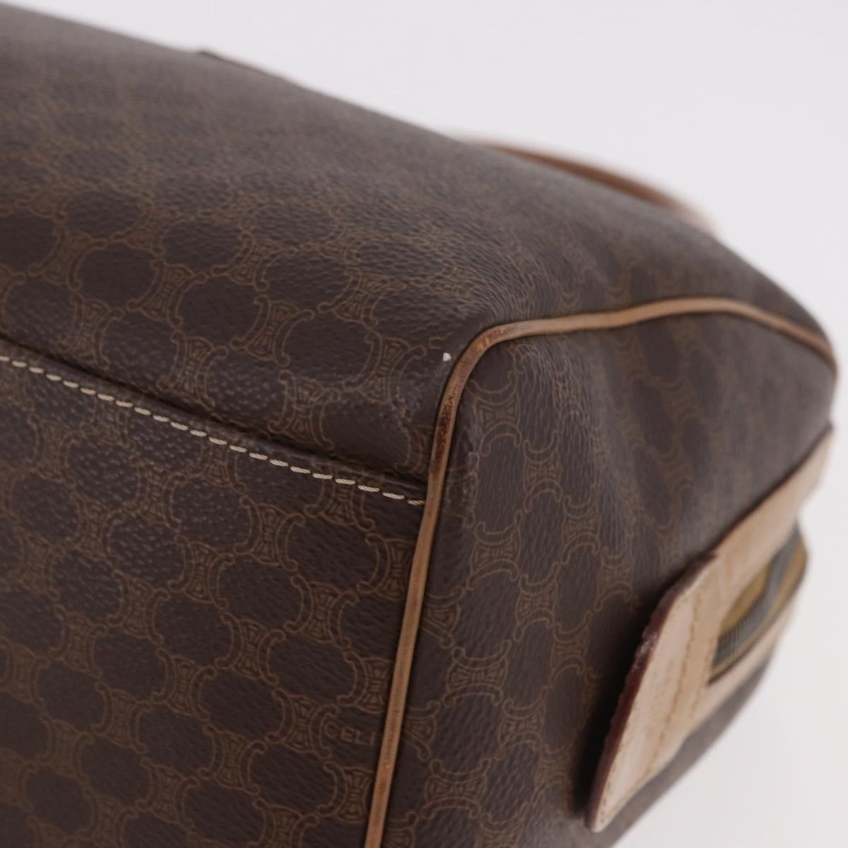 CELINE Macadam Canvas Hand Bag PVC Leather Brown Gold Auth 187773A