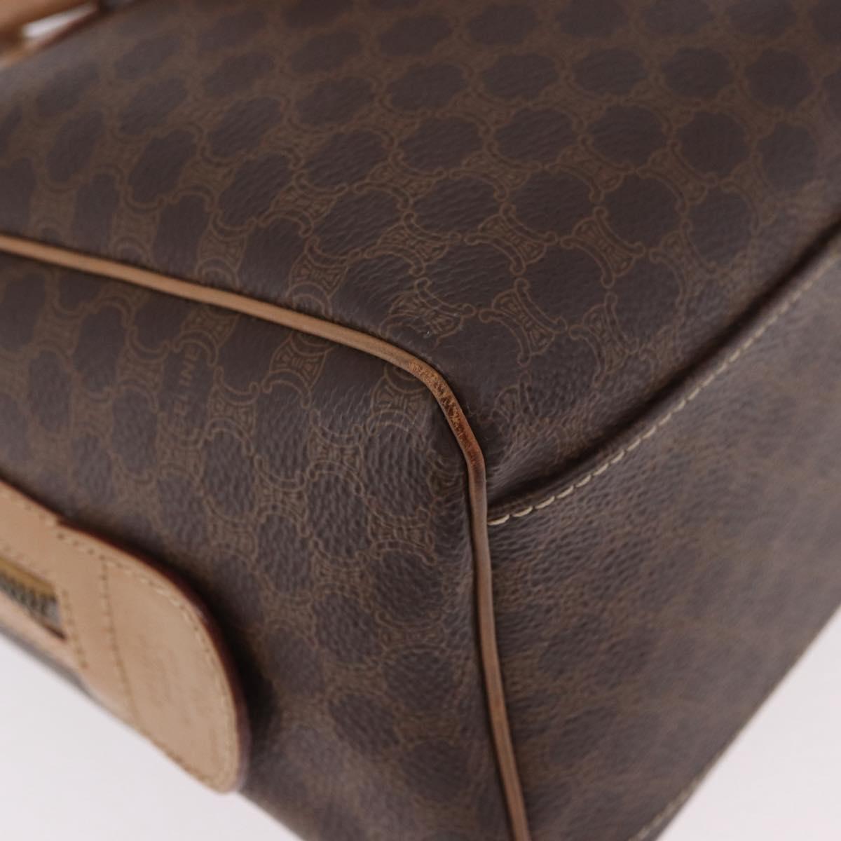 CELINE Macadam Canvas Hand Bag PVC Leather Brown Gold Auth 187773A