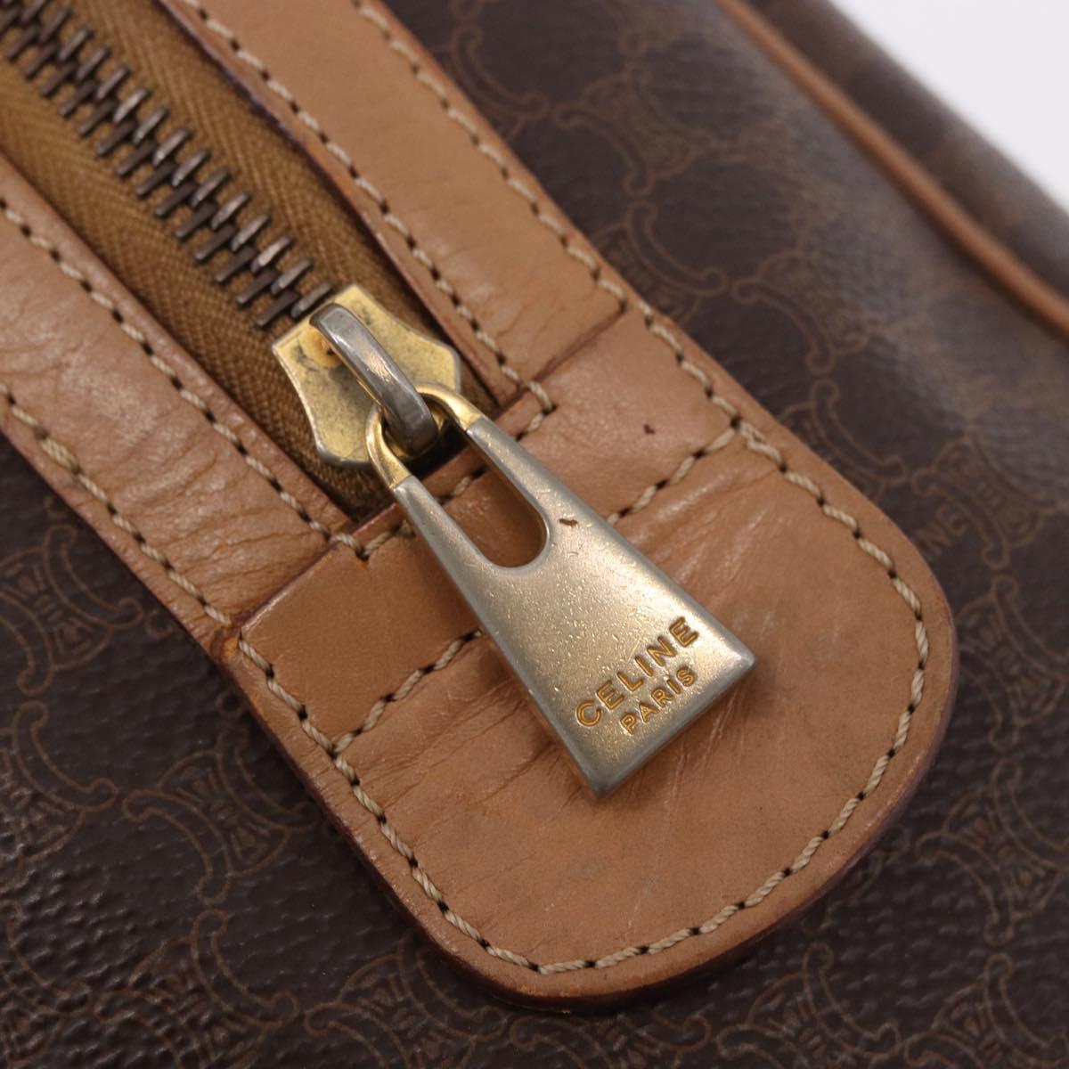 CELINE Macadam Canvas Hand Bag PVC Leather Brown Gold Auth 187773A