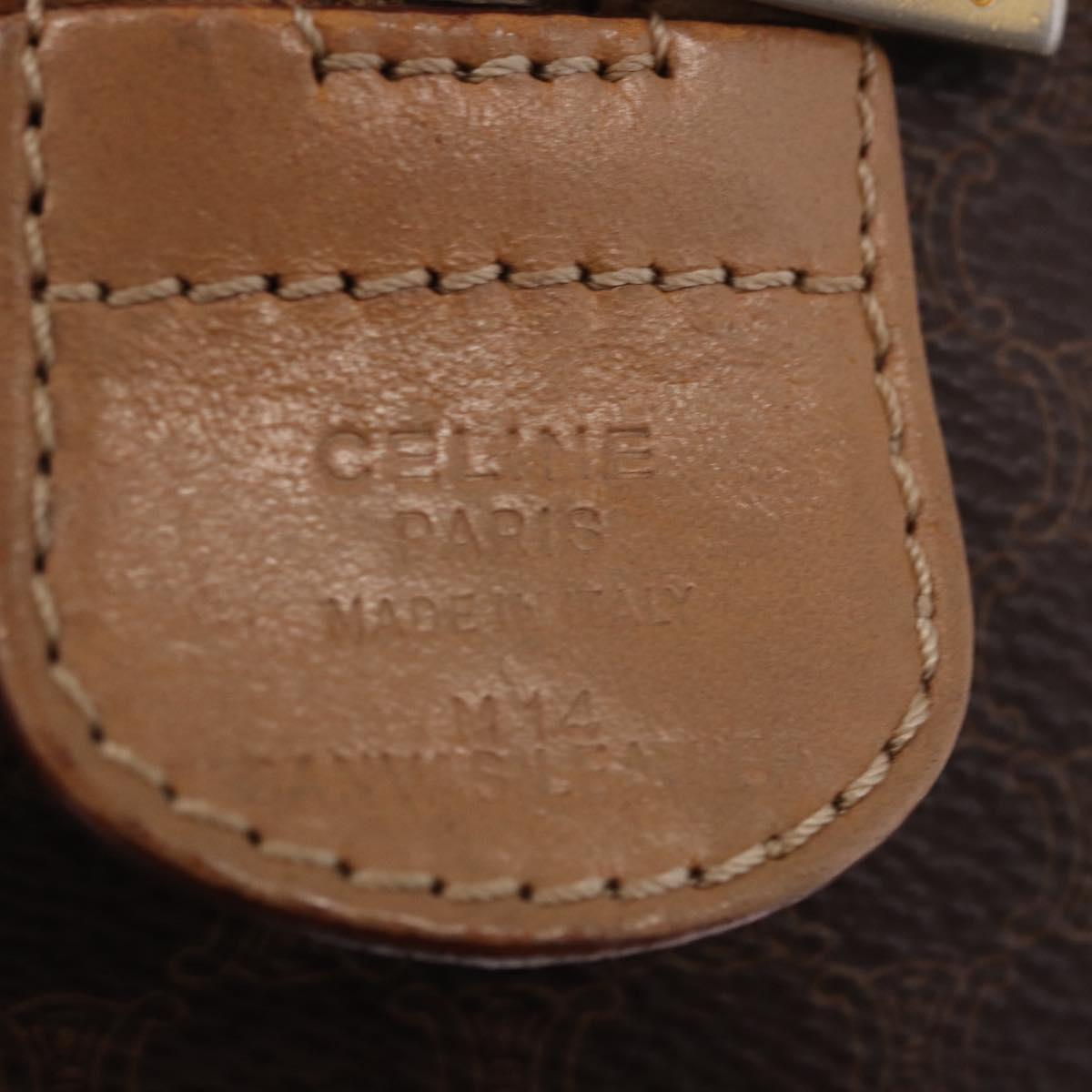 CELINE Macadam Canvas Hand Bag PVC Leather Brown Gold Auth 187773A