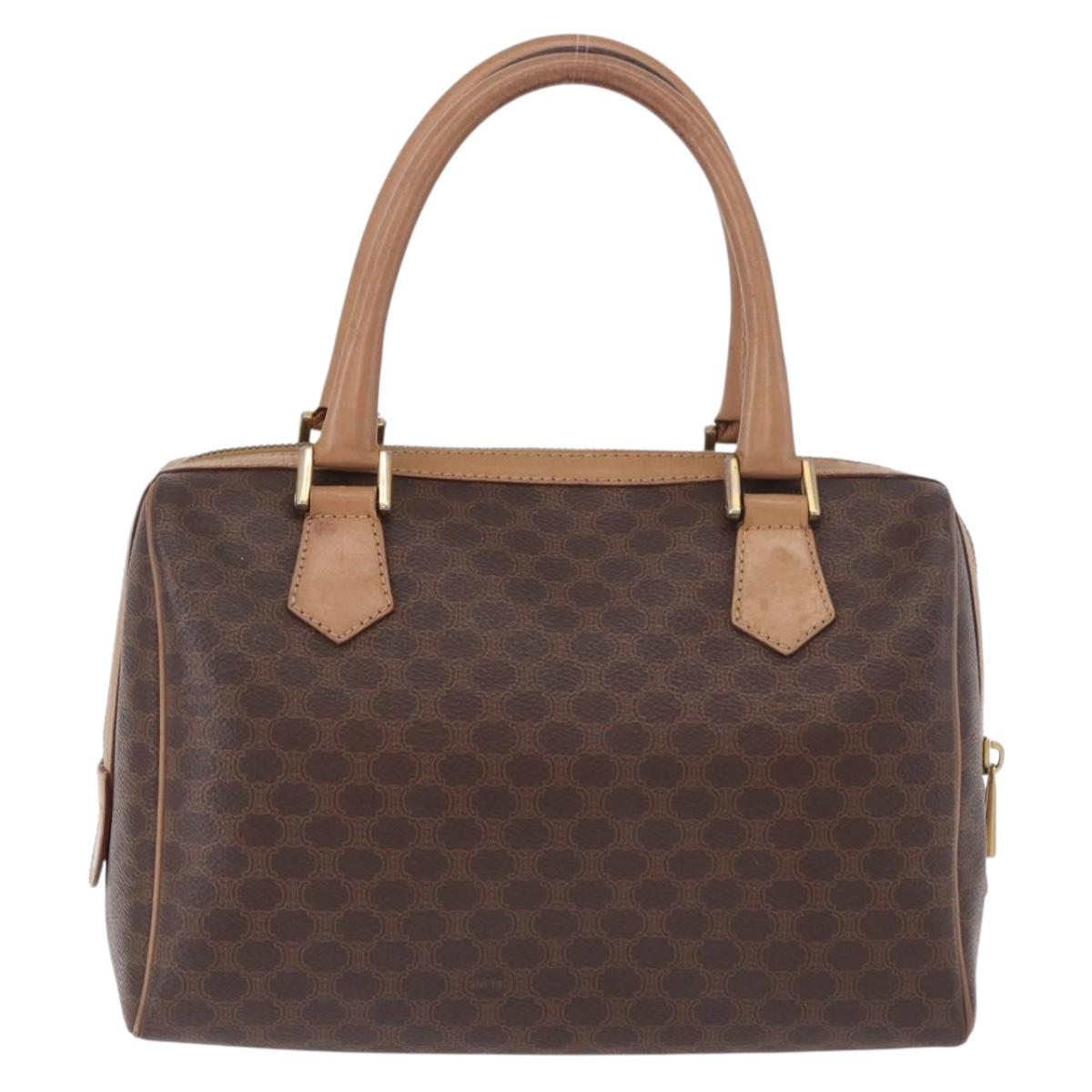 CELINE Macadam Canvas Hand Bag PVC Leather Brown Gold Auth 187773A