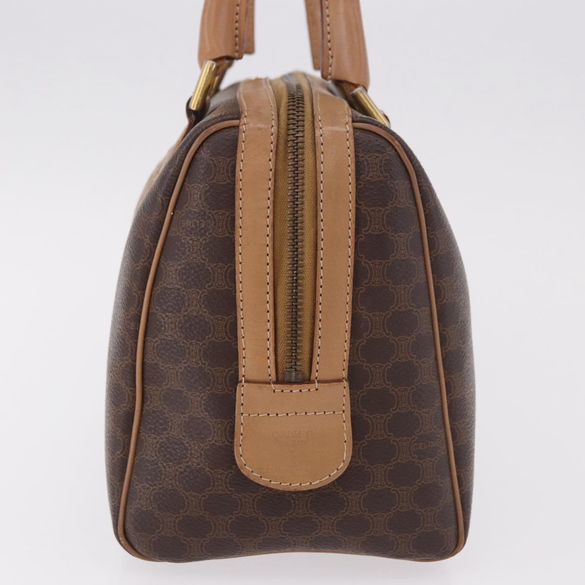 CELINE Macadam Canvas Hand Bag PVC Leather Brown Gold Auth 187773A