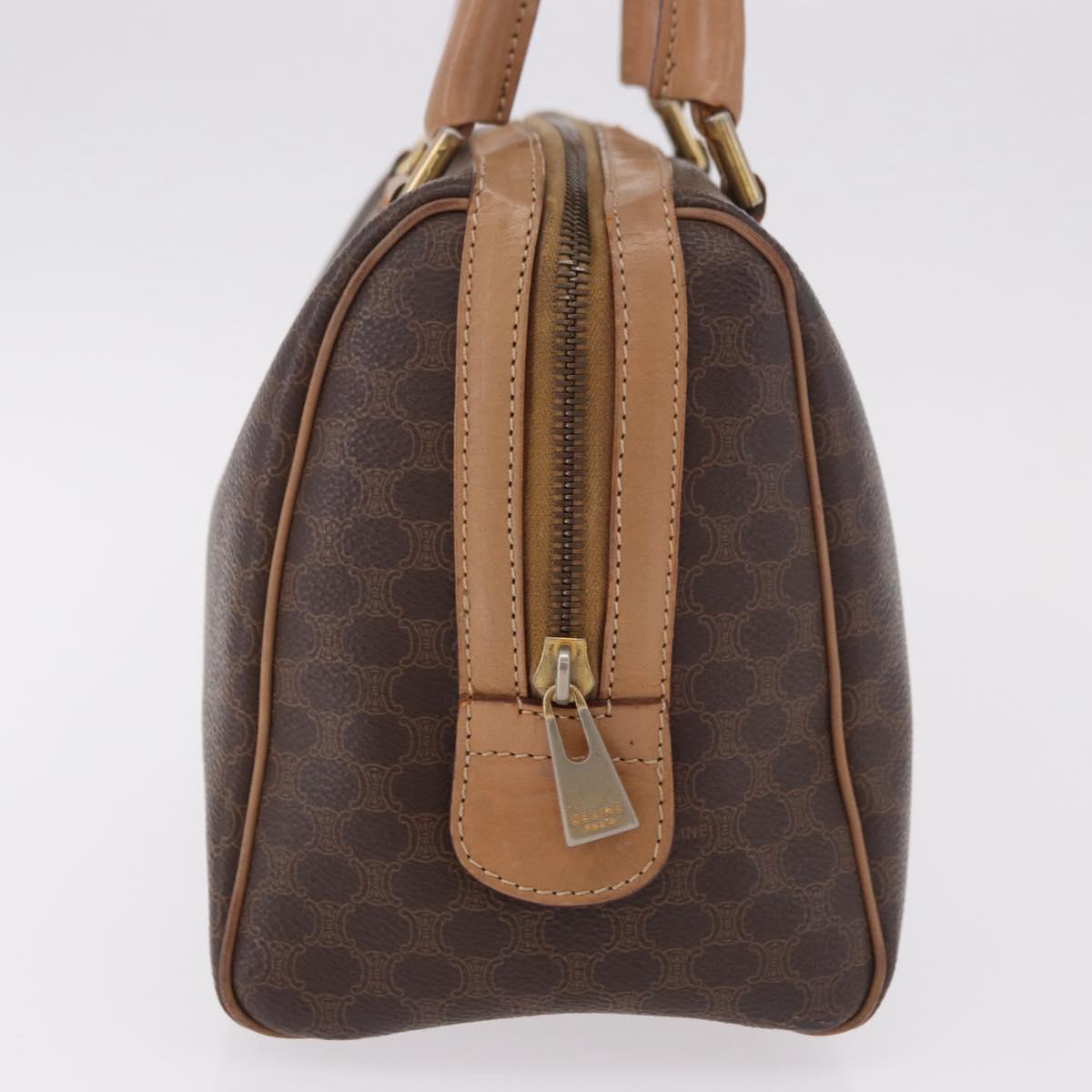 CELINE Macadam Canvas Hand Bag PVC Leather Brown Gold Auth 187773A