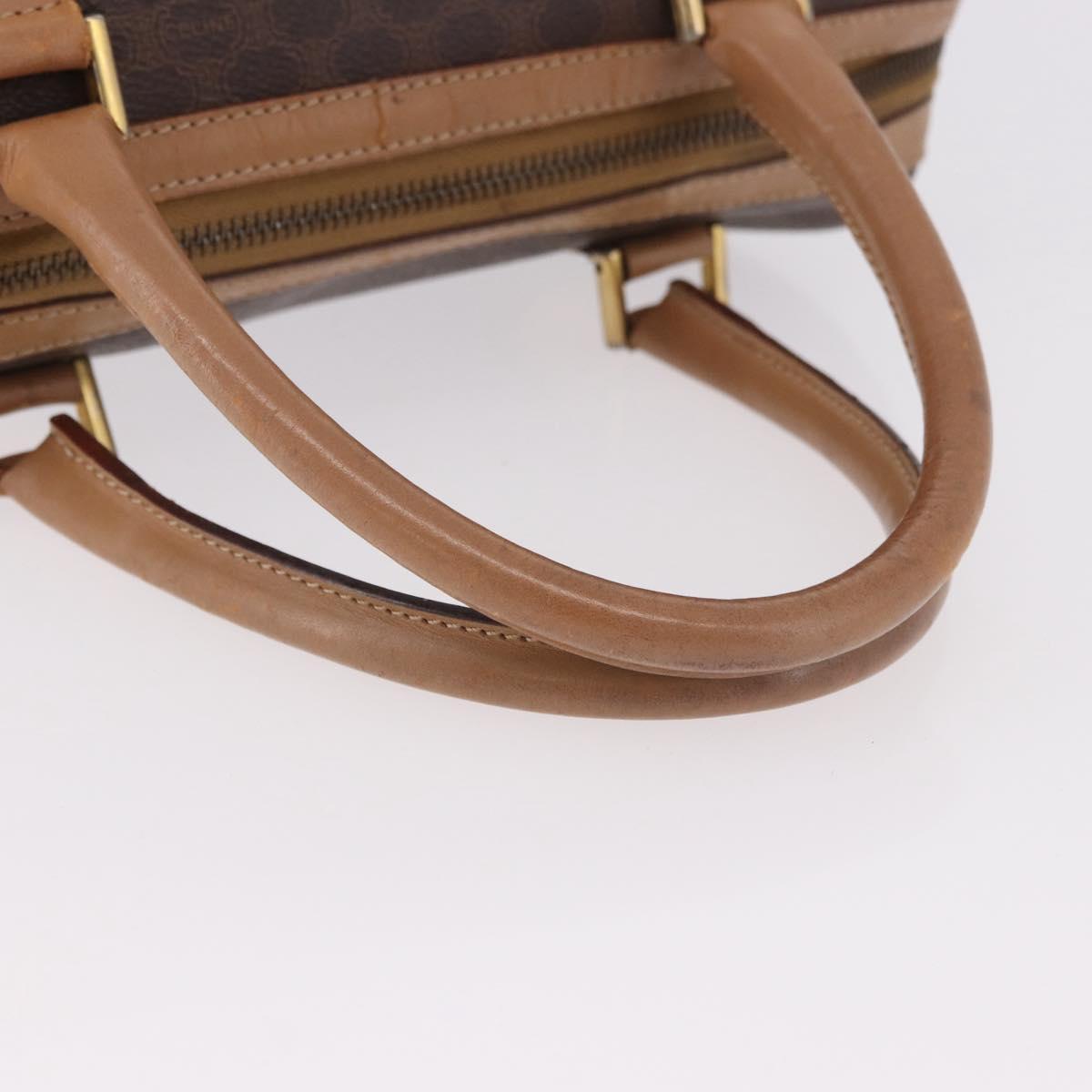 CELINE Macadam Canvas Hand Bag PVC Leather Brown Gold Auth 187773A