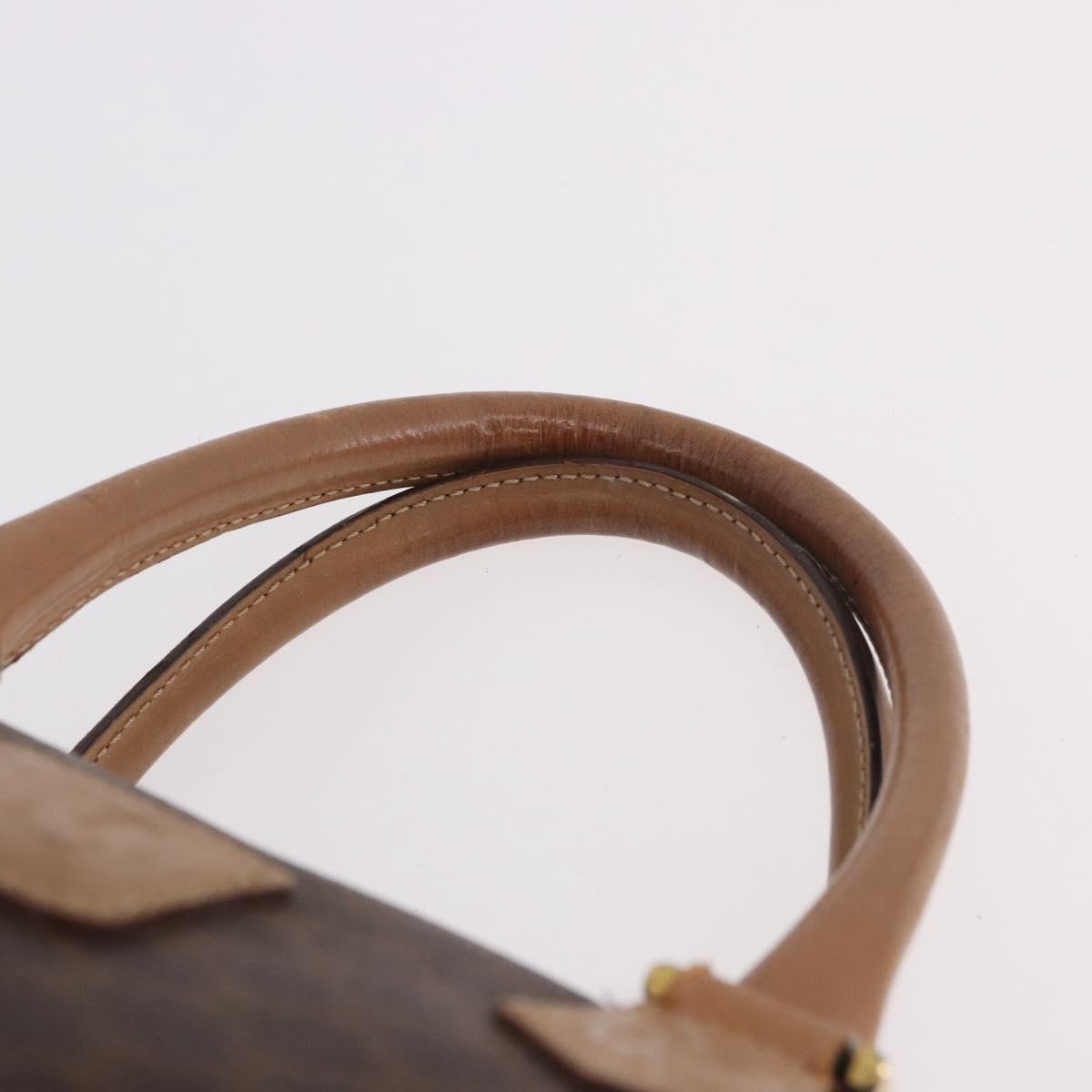 CELINE Macadam Canvas Hand Bag PVC Leather Brown Gold Auth 187773A