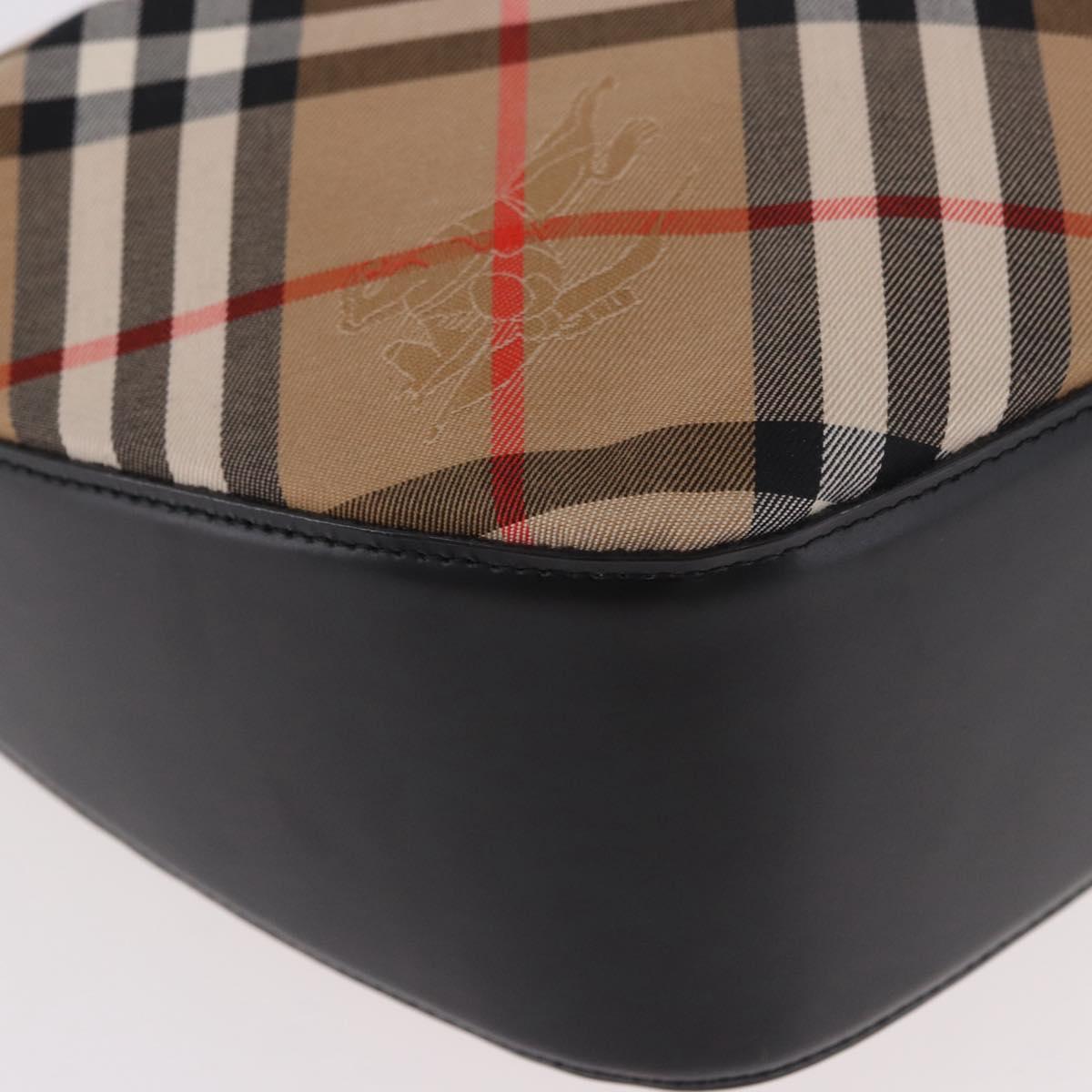 BURBERRY Nova Check Shoulder Bag Canvas Beige Silver Auth 187774A