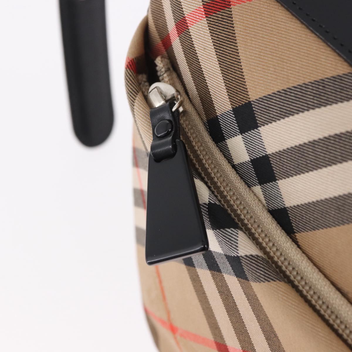 BURBERRY Nova Check Shoulder Bag Canvas Beige Silver Auth 187774A