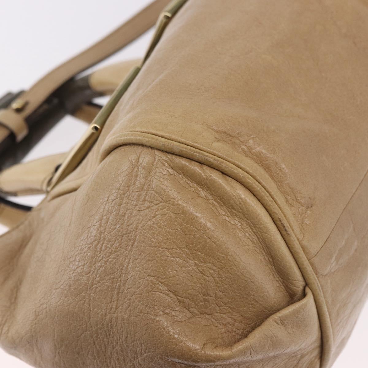 Chloe Etel Hand Bag Leather 2way Beige Gold Auth 187776A