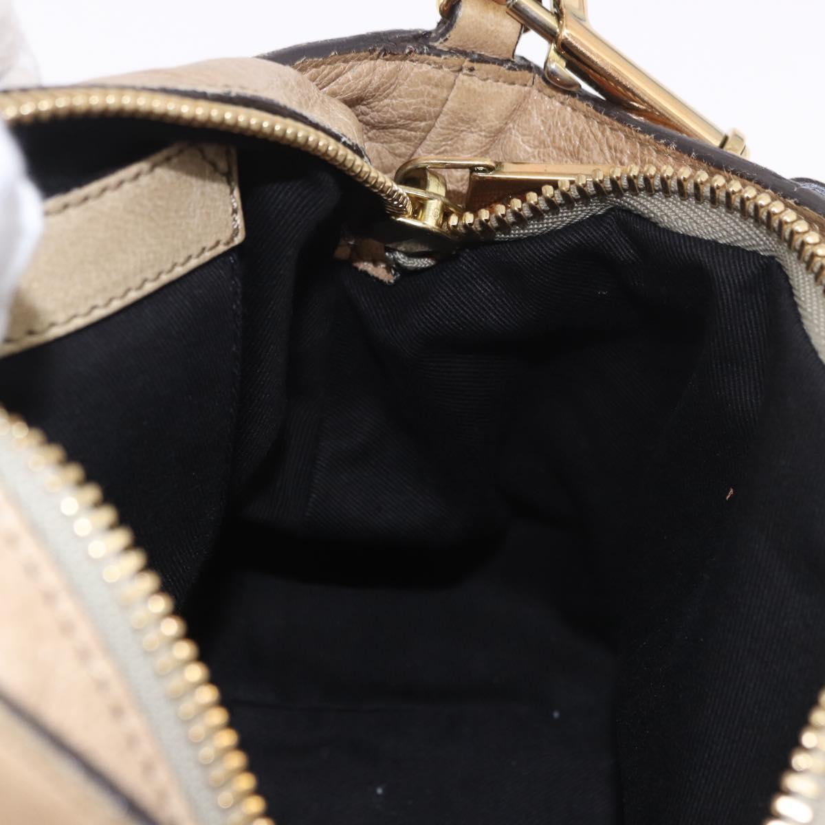Chloe Etel Hand Bag Leather 2way Beige Gold Auth 187776A