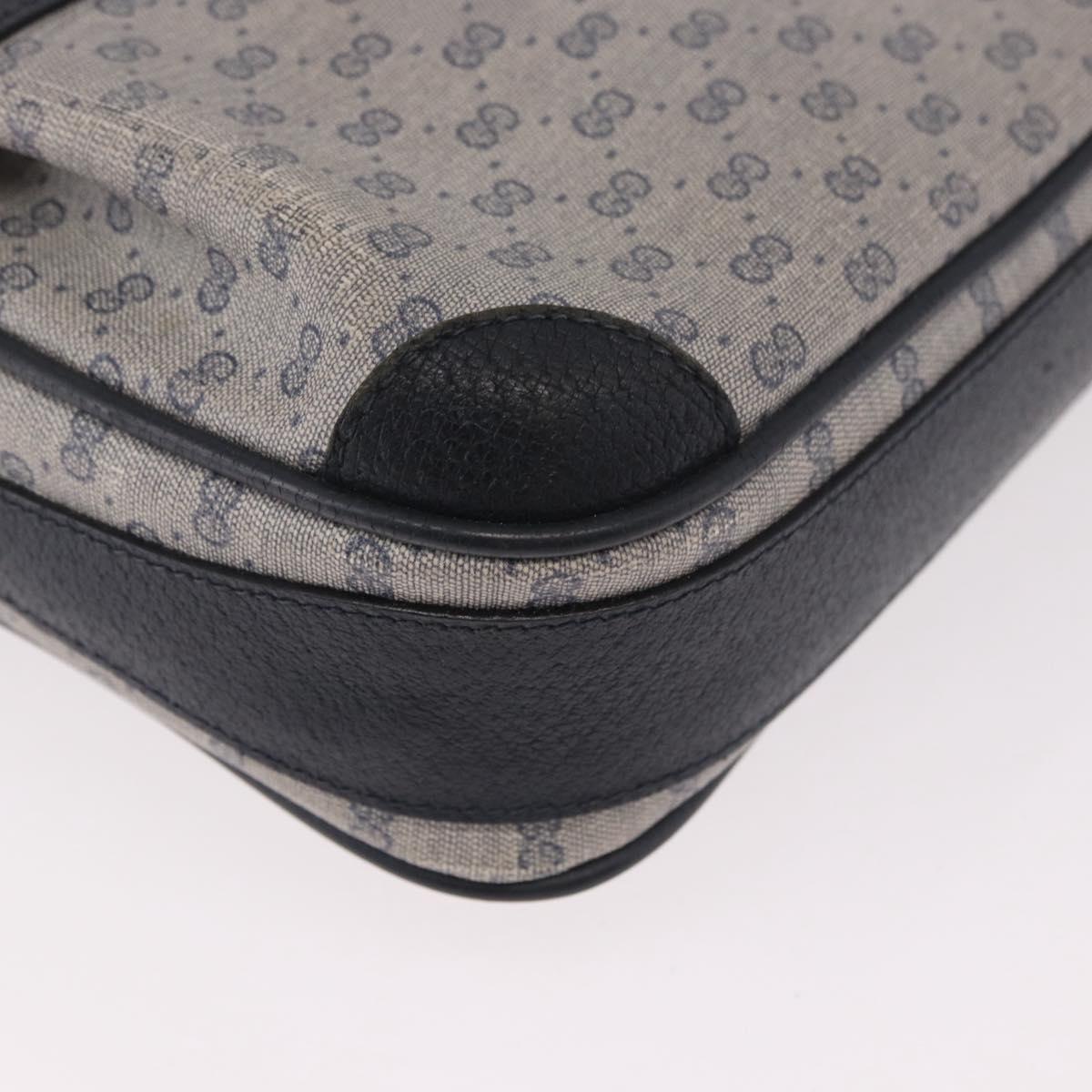GUCCI Micro GG Supreme Shoulder Bag PVC Navy Gold Auth 187777