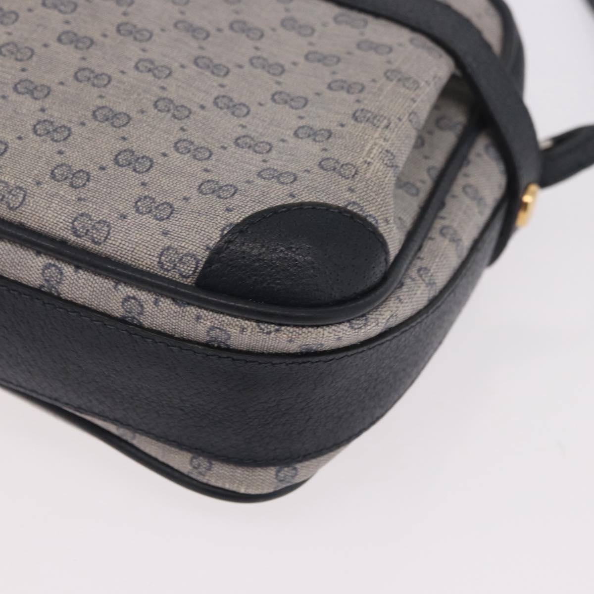GUCCI Micro GG Supreme Shoulder Bag PVC Navy Gold Auth 187777