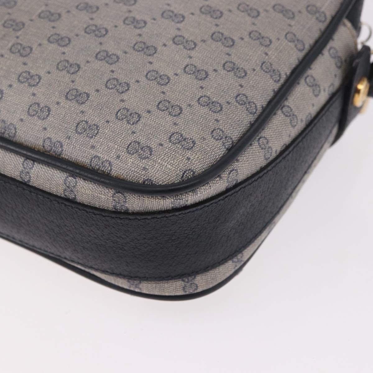 GUCCI Micro GG Supreme Shoulder Bag PVC Navy Gold Auth 187777