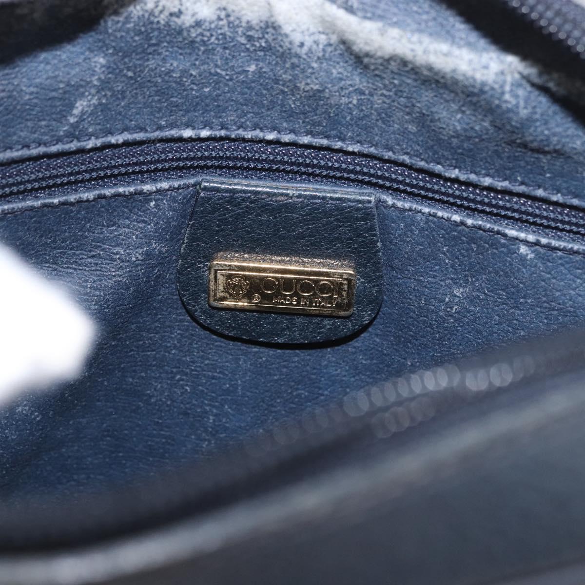 GUCCI Micro GG Supreme Shoulder Bag PVC Navy Gold Auth 187777