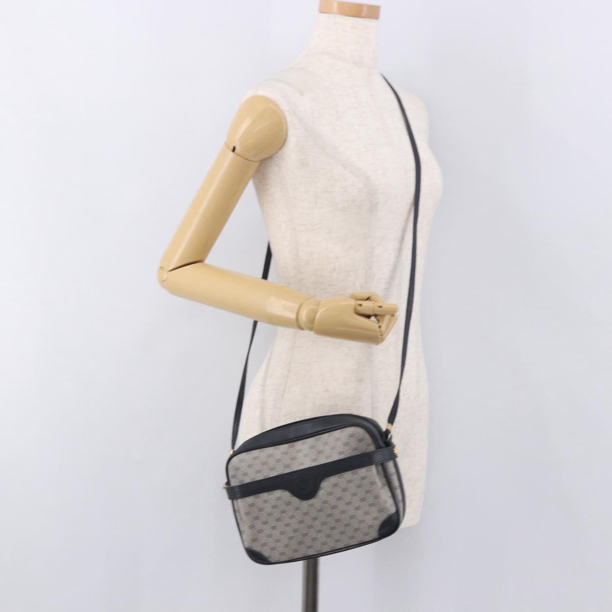 GUCCI Micro GG Supreme Shoulder Bag PVC Navy Gold Auth 187777