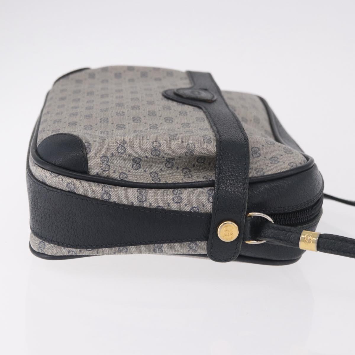 GUCCI Micro GG Supreme Shoulder Bag PVC Navy Gold Auth 187777