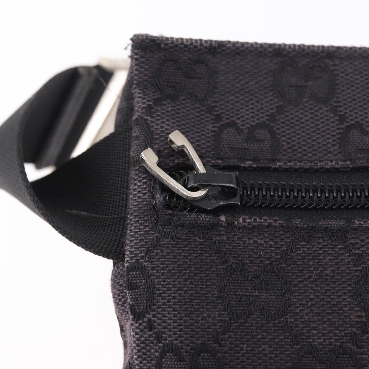 GUCCI GG Canvas Waist bag Black Silver 018 1621 Auth 187778