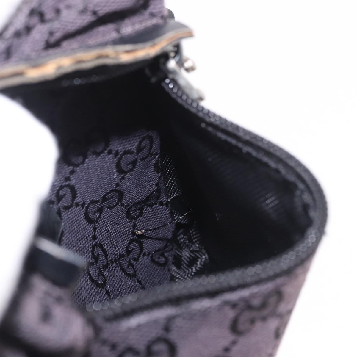 GUCCI GG Canvas Waist bag Black Silver 018 1621 Auth 187778