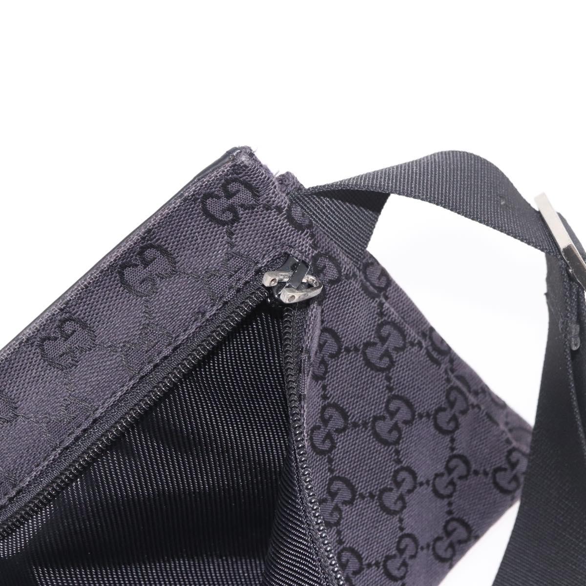 GUCCI GG Canvas Waist bag Black Silver 018 1621 Auth 187778