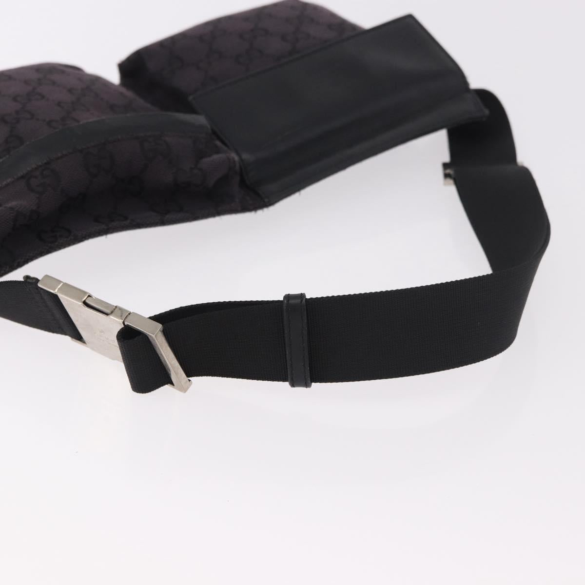 GUCCI GG Canvas Waist bag Black Silver 018 1621 Auth 187778