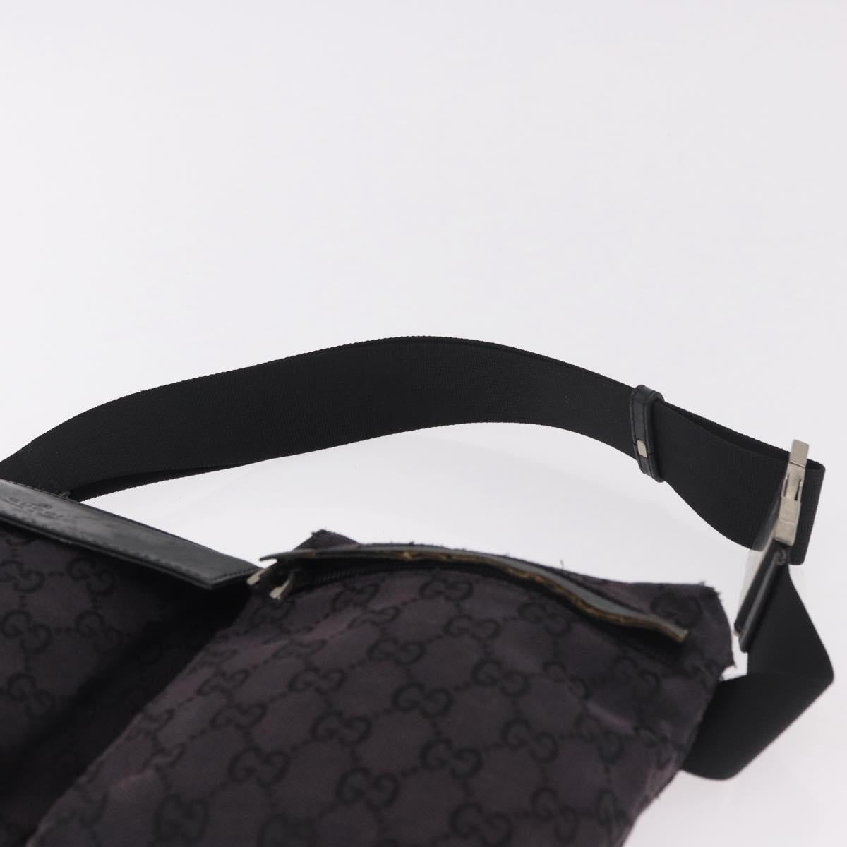GUCCI GG Canvas Waist bag Black Silver 018 1621 Auth 187778