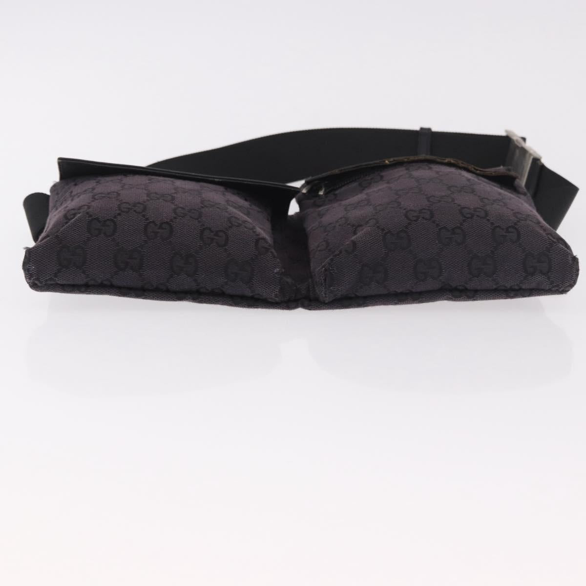 GUCCI GG Canvas Waist bag Black Silver 018 1621 Auth 187778