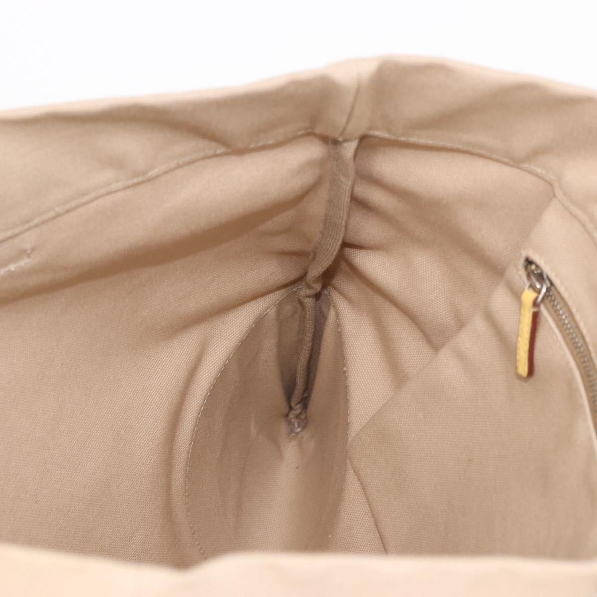 PRADA Tote Bag Canvas Beige Silver Auth 187781A