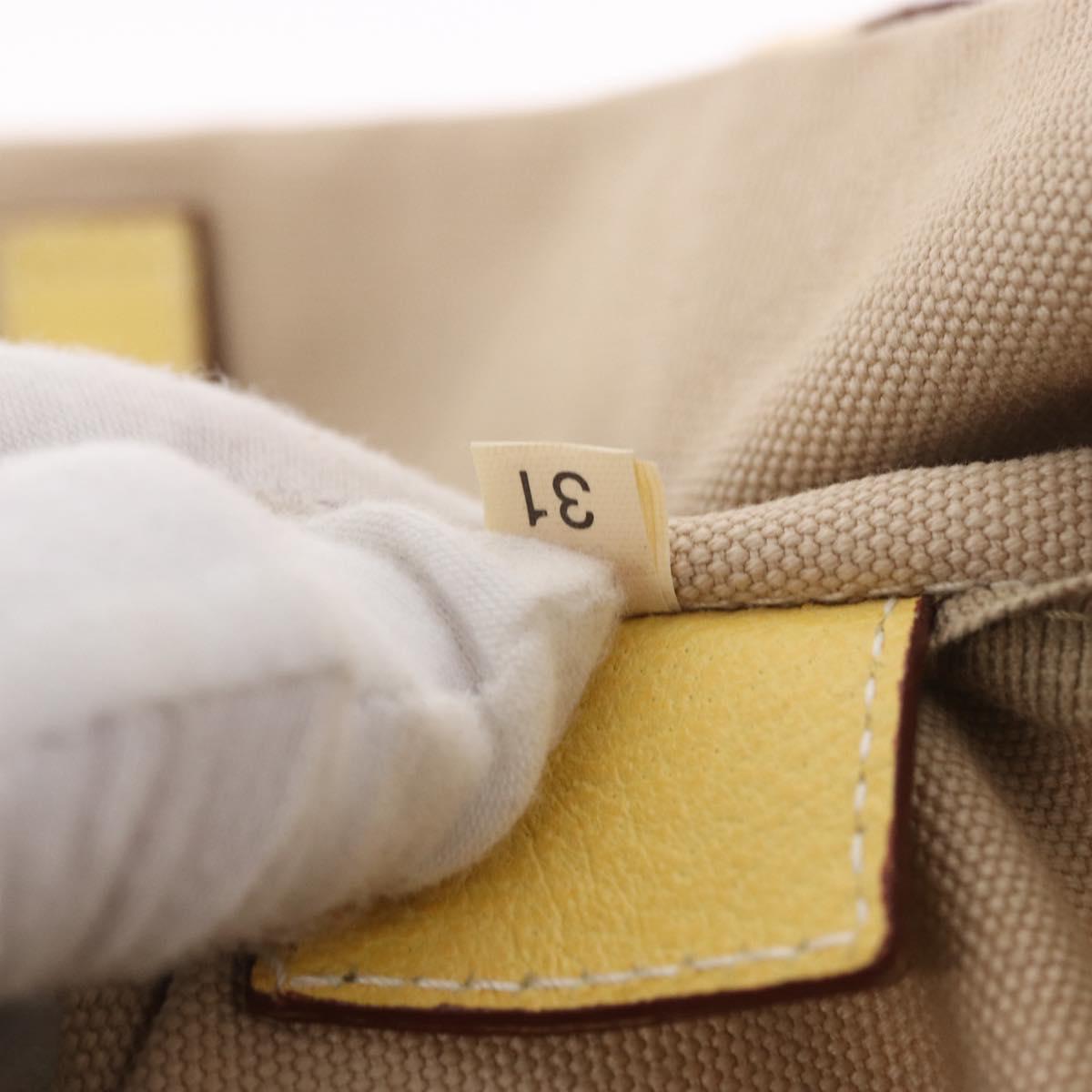 PRADA Tote Bag Canvas Beige Silver Auth 187781A