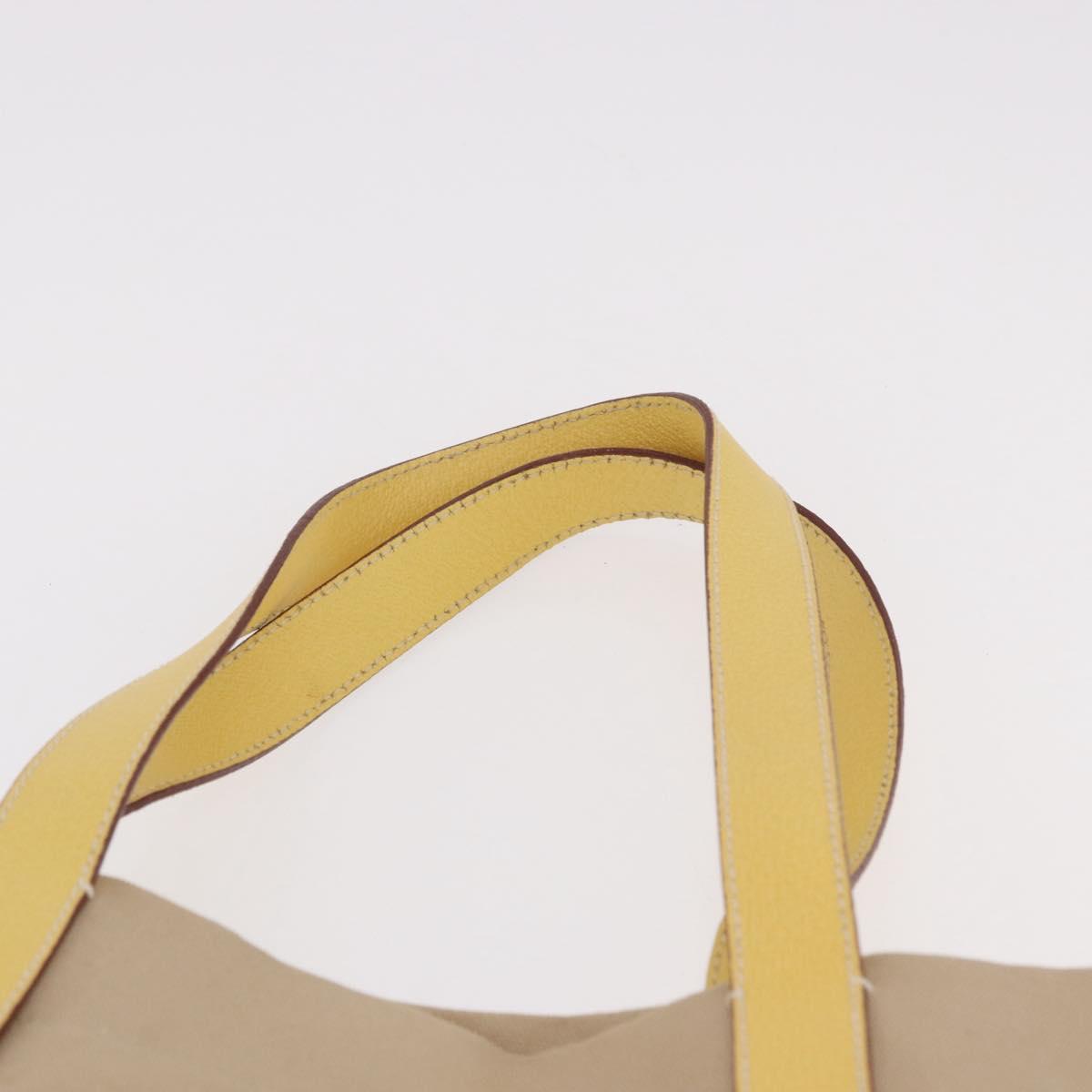PRADA Tote Bag Canvas Beige Silver Auth 187781A