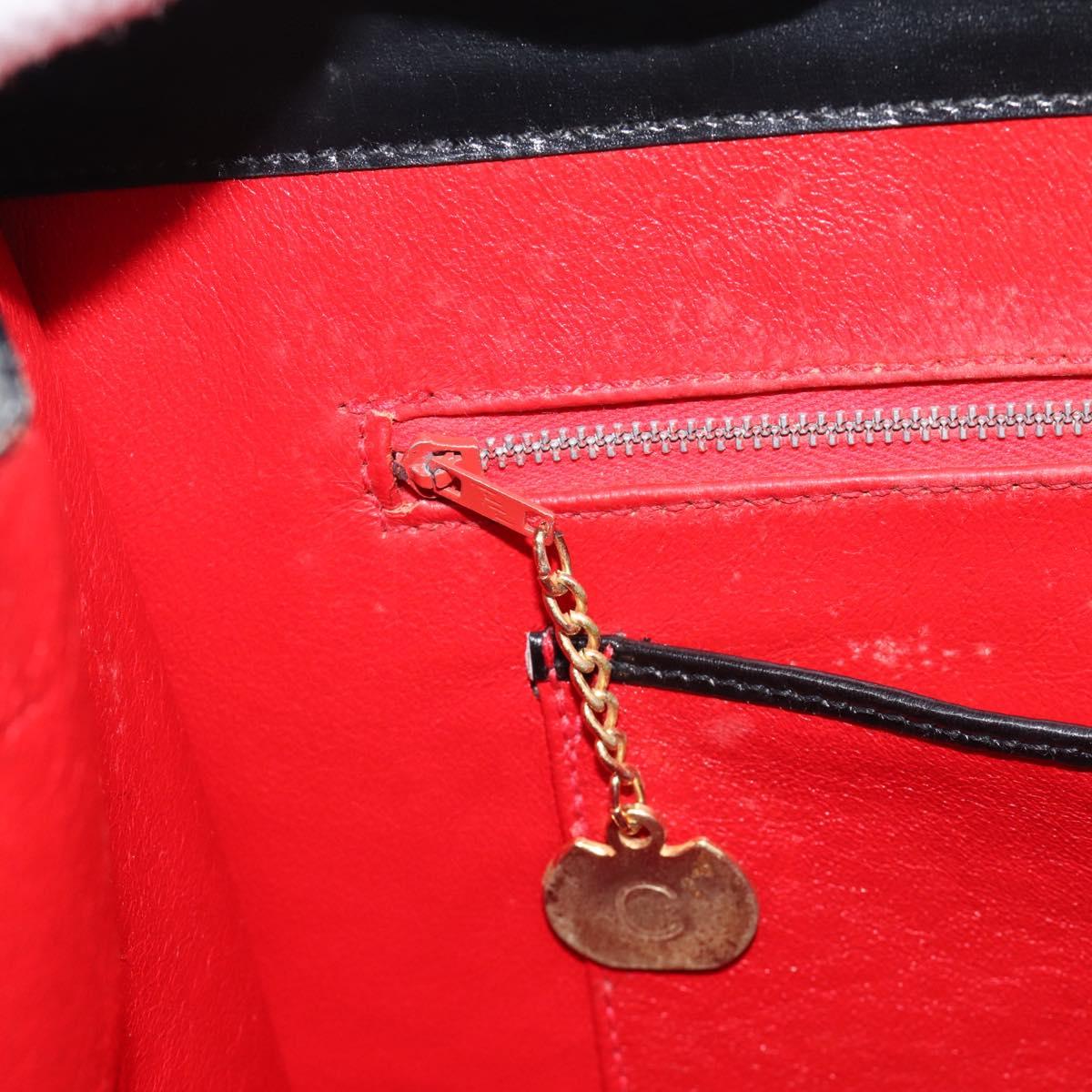 CELINE Horse Carriage Tote Bag Leather Black Gold Auth 187792A
