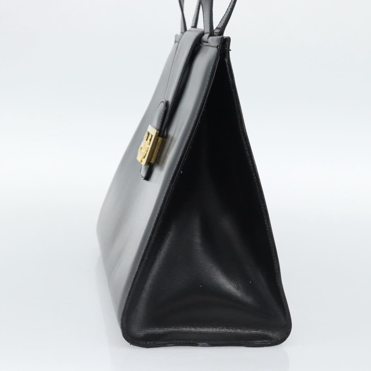 CELINE Horse Carriage Tote Bag Leather Black Gold Auth 187792A