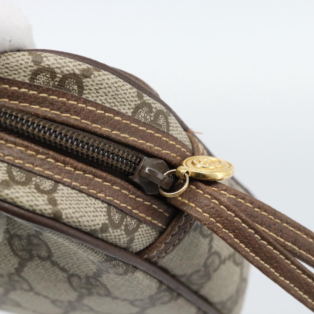 GUCCI GG Canvas Clutch Bag PVC Leather Beige Gold 014 58 0128 Auth 187793