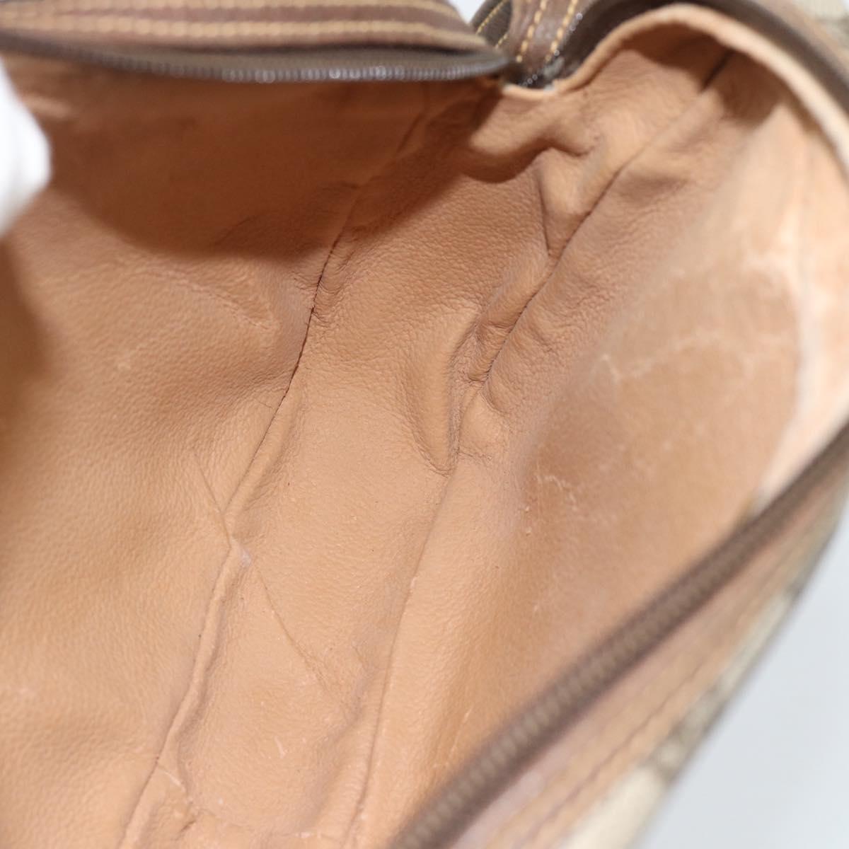 GUCCI GG Canvas Clutch Bag PVC Leather Beige Gold 014 58 0128 Auth 187793
