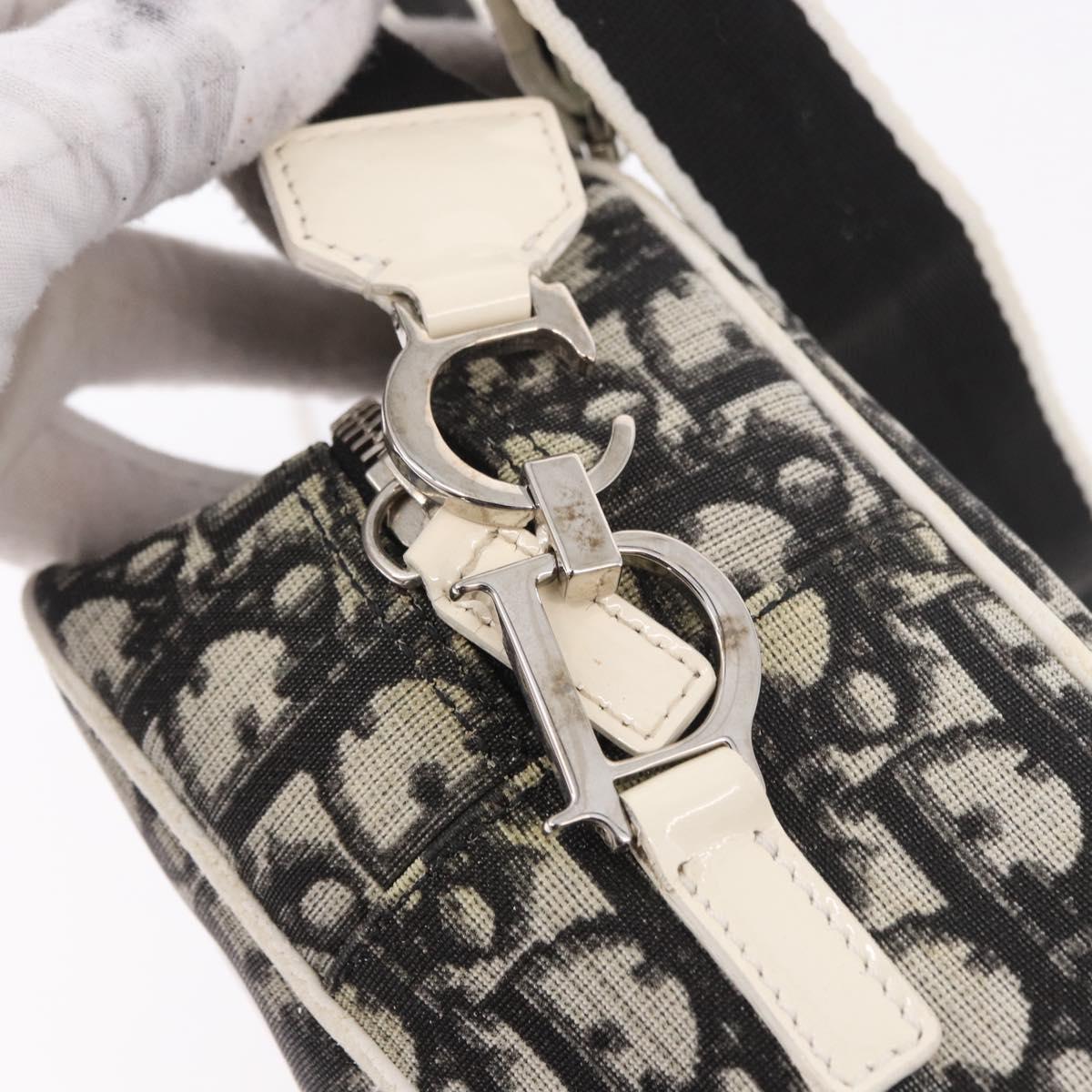Christian Dior Trotter Canvas Shoulder Bag PVC Black Silver Auth 187794