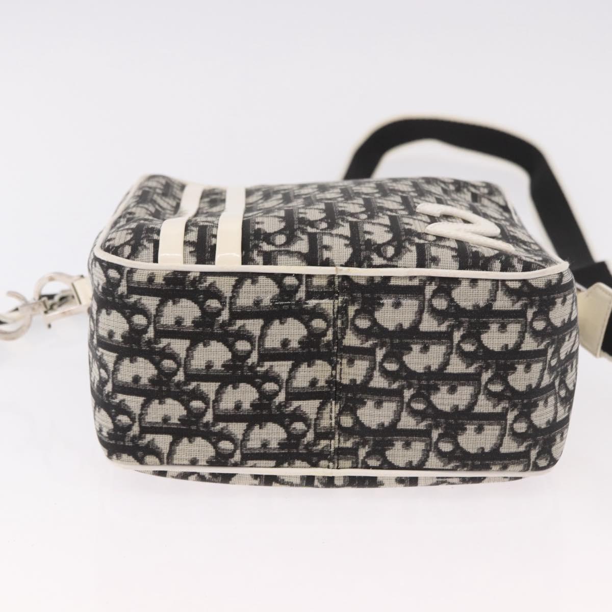 Christian Dior Trotter Canvas Shoulder Bag PVC Black Silver Auth 187794